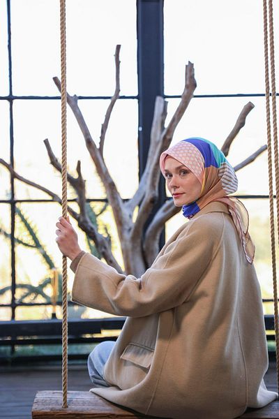 İpekhan Boheme Collection Μαλακό Κασκόλ Salmon Turquoise 1173-02