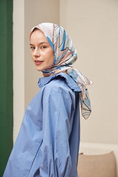 İpekhan Κασκόλ Lotus Milk Coffee Blue Cotton Viscose