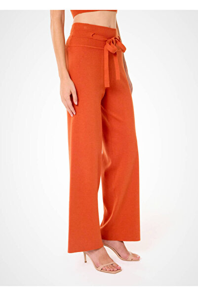 Knitss Orange Knitwear Trousers with Lace-Up Waist