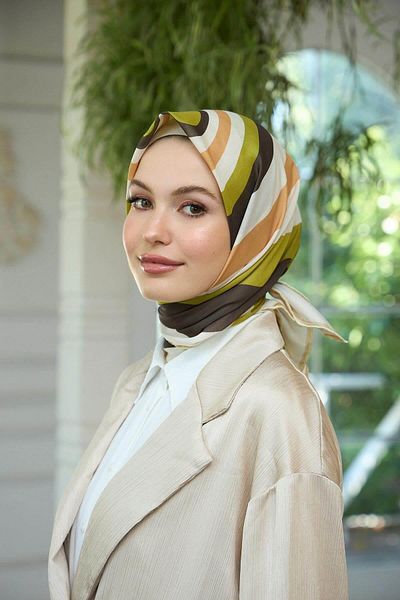 İpekhan Μαλακό κασκόλ Brown Green Summer Shine Collection - 1183-03