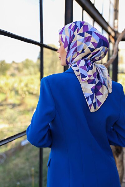 İpekhan Μαλακό κασκόλ Triano Pattern Violet Turquoise 1171-14