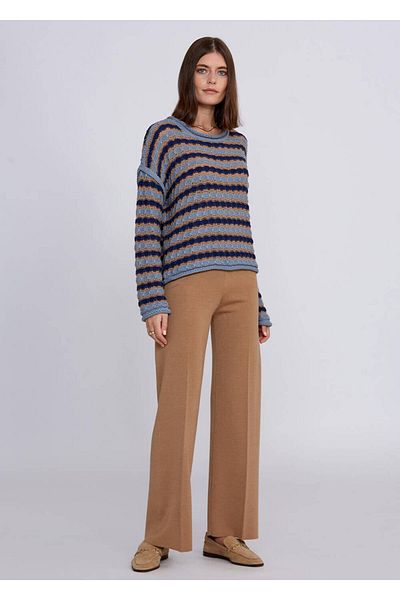 Knitss Tricotaj Camel Albastru de dimensiuni mari din amestec de bumbac organic