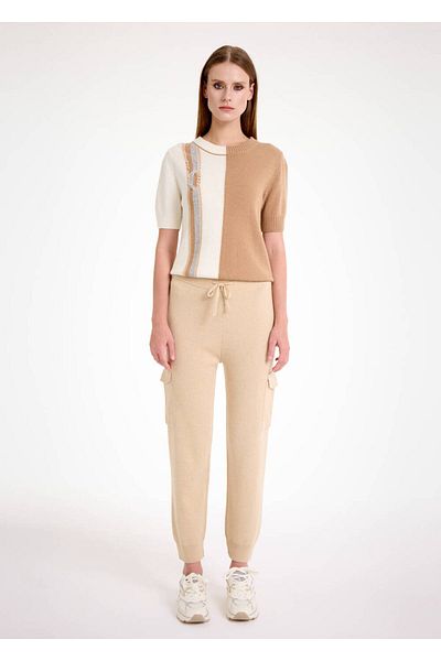 Knitss Cashmere Blended Beige Knitwear Cargo Pants