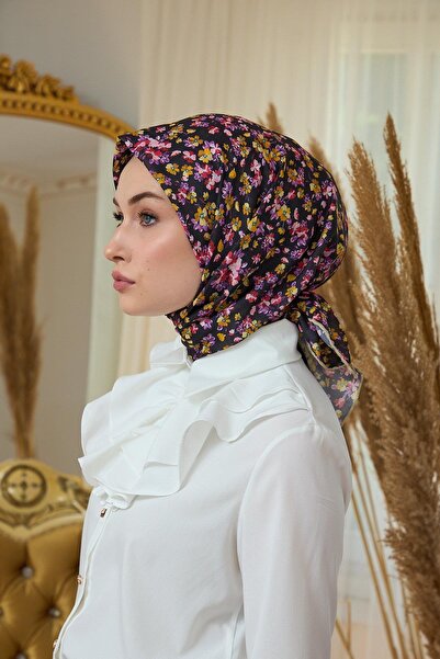 İpekhan Summer Sparkle Collection Soft Scarf Black Orange 1191-07