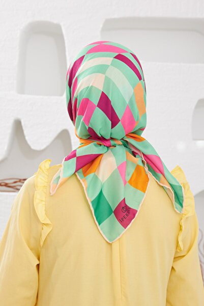 İpekhan Relax Geometrik Ala М'яка шарф персиковий жовтий 1139-14