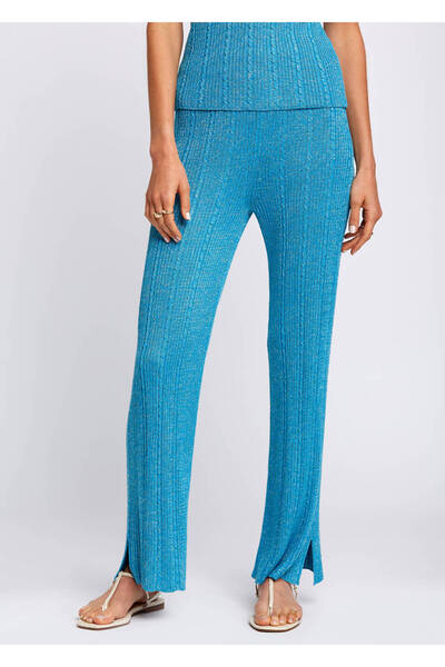 Knitss Брюки з розрізом, деталізовані, бірюзові, трикотажні