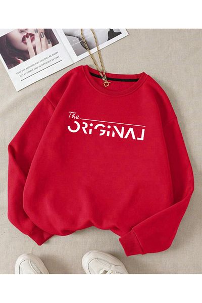 FAVORİST Оригинален суитшърт с щампа и кръгло деколте OVERSIZE