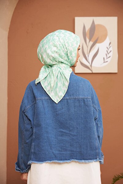 İpekhan Aura Houndstooth Soft Scarf Light Green 1155-15