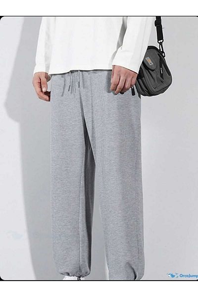 yg ydn giyim Gray Jogger Comfortable Wear Sweatpants Bottom with Elastic Waist and Pockets