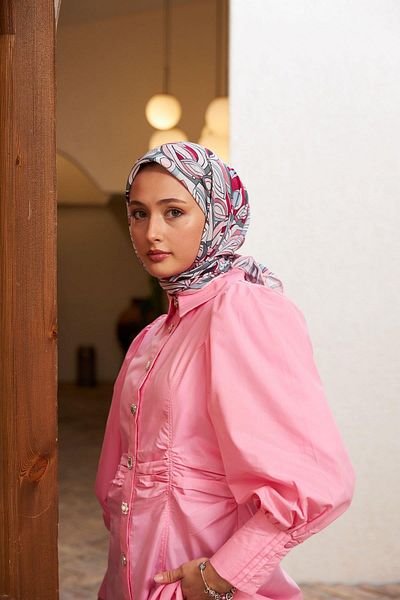İpekhan Geo Oval Soft Scarf Pink 1158-04