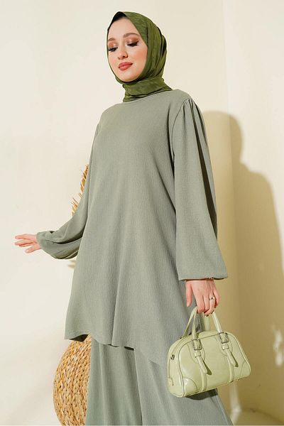 Bigdart Grünes Tunika- und Hosen-Set für Damen – 6663