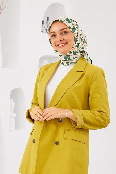 İpekhan Relax Geometric Trapz Μαλακό Κασκόλ Sea Green 1144-11