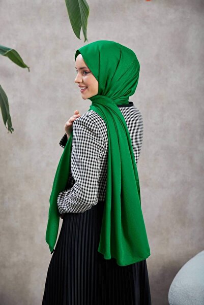 İpekhan Alesa Pattern Silky Jacquard Shawl Green 9003-04