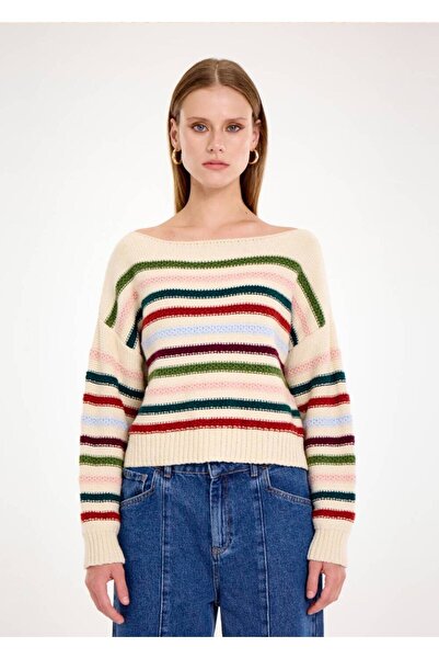 Knitss Renk Geçişli Kayık Yaka Triko