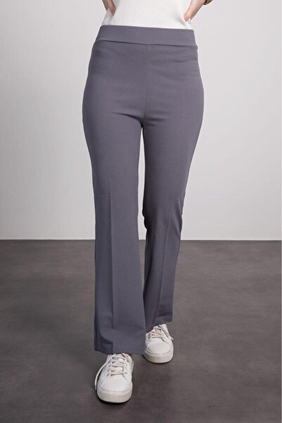 Lamia Giyim Gray Hijab Trousers - Elastic Waist, Straight Leg
