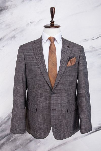 PR PACO ROMANO ART OF FASHİON Men's Regular Fit Mono Collar Brown Suit