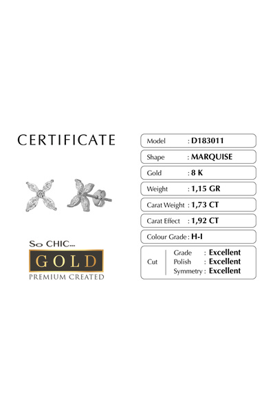 So CHIC... Beyaz Altın Sertifikalı Premium Created Markiz Taşlı Küpe