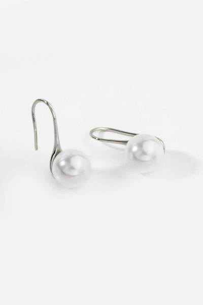 So CHIC... 18 Ayar Beyaz Altın Kaplama Gümüş İnci Küpe