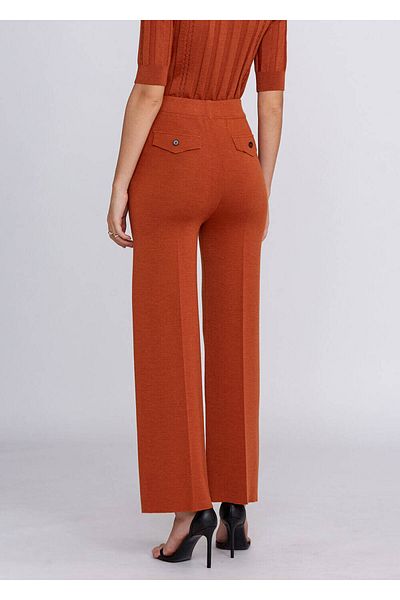 Knitss Pantaloni de tricotaj din lana merinos portocalie cu detaliu de buzunar
