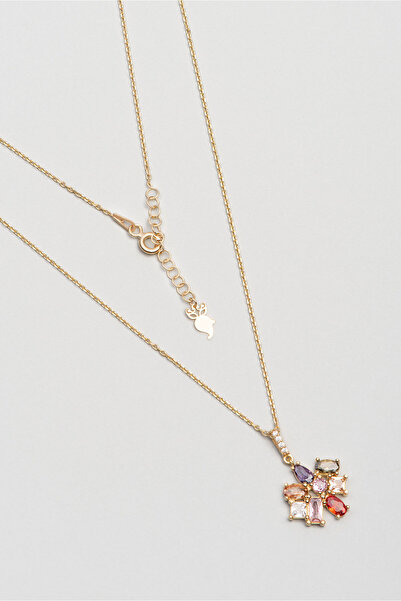 So CHIC... Modern Baget 18 Ayar Sarı Altın Kaplama 45 Cm Gümüş Kolye