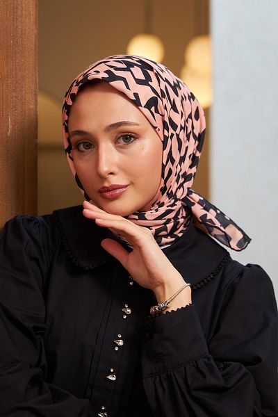 İpekhan Colorday Mono Soft Scarf Pink Black 1152-20