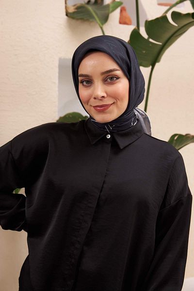 İpekhan Μαύρο κασκόλ Ipekhan Monogram - Cotton Viscose 1118-03