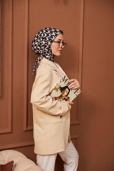 İpekhan Μαλακό κασκόλ Aura Houndstooth Μαύρο Ροζ 1155-12