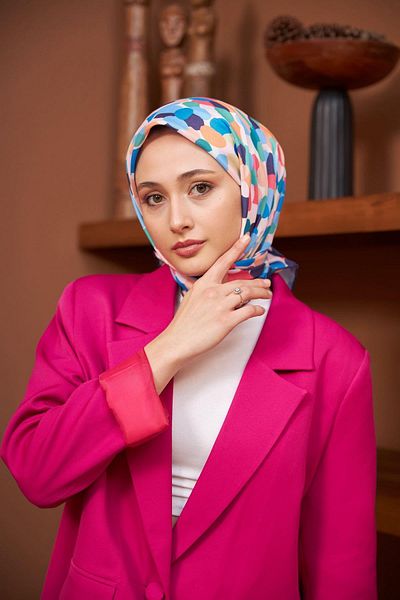 İpekhan Colorday Points Μαλακό Κασκόλ Midnight Blue Green 1161-07