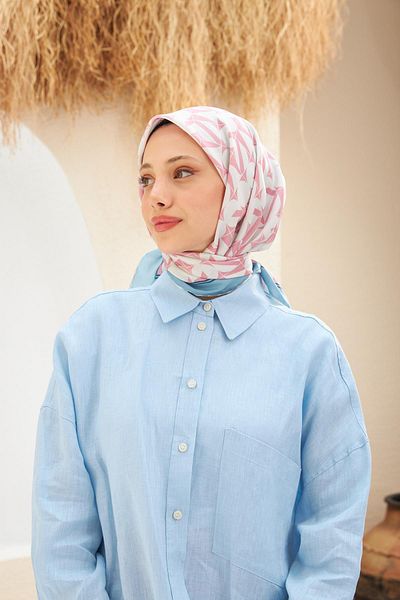 İpekhan Eva Pattern Scarf Powder Pink 1132-01