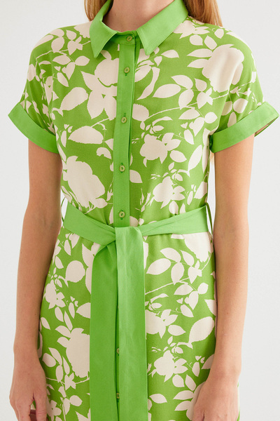Bigdart Green Patterned 2455 Shirt Dress