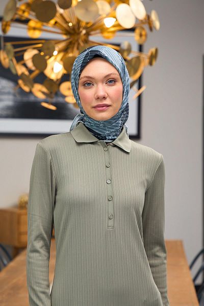 İpekhan Μαλακό κασκόλ Harmony Collection Grey Navy Blue 1176-08
