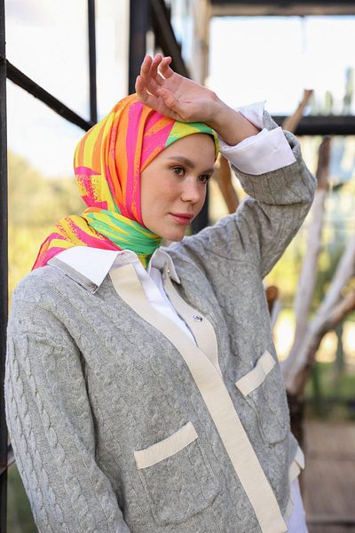 İpekhan Μαλακό κασκόλ Amanda Pattern Κίτρινο Πορτοκαλί 1170-05