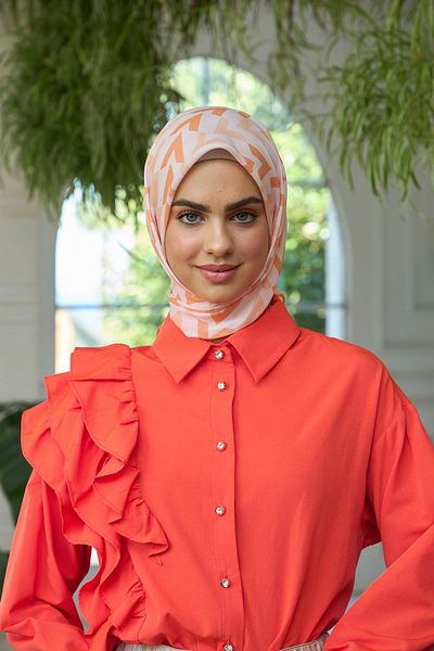 İpekhan Salmon Orange Soft Scarf Summer Sparkle Collection - 1187-07
