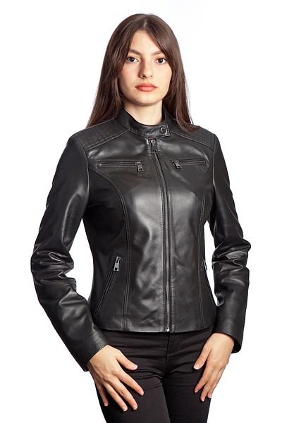 duarte deri Vanessa Black Genuine Leather Coat