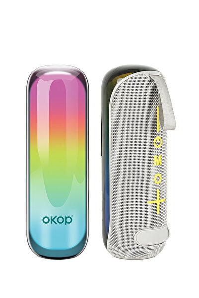 Okop Bluetooth Hoparlör RGB ışıklı taşınabilir mini ses bombası radyo özellik...