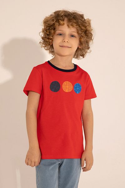 U.S. Polo Assn. Tricou roșu cu gât roșu pentru băiat 50288057 -VR030
