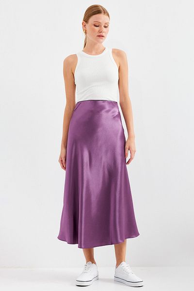 Bigdart 15806 Model Dark Lilac Satin Skirt