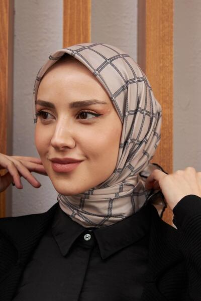 İpekhan Silkhan Line Pattern Series Mink Μαύρο βαμβακερό κασκόλ βισκόζης 1125-15