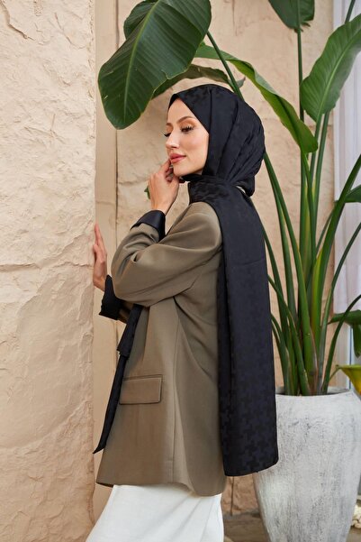 İpekhan Σάλι Μεταξένιο Ζακάρ Σχέδιο Σταυρού Μαύρο 9006-06