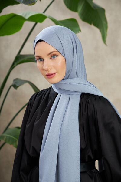 İpekhan Novvela Silk Jacquard Shawl Lavender Gray 9008-24