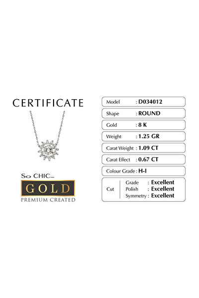 So CHIC... Beyaz Altın Sertifikalı Premium Created Taşlı Tektaş Kolye