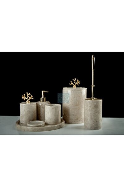 Genel Markalar Mermer 7 PARÇA MERMER BANYO SET Bej 7 Parça