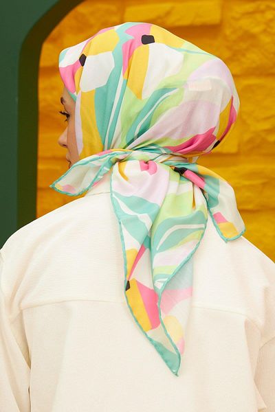 İpekhan Μοντέλο μαντήλι από βαμβακερή βισκόζη Daphne Aqua Green