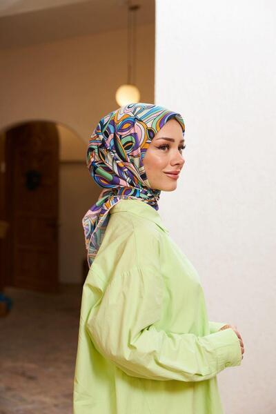 İpekhan Geo Oval Μαλακό Κασκόλ Ροζ Λιλά 1158-03