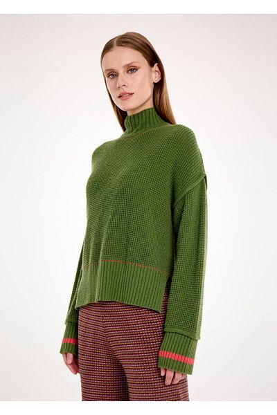 Knitss Tricotaj verde crop supradimensionat