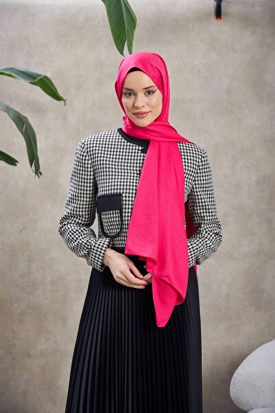 İpekhan Alesa Pattern Silky Jacquard Shawl Pink 9003-01