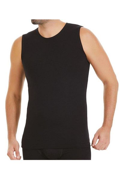 YILDIZ 76 Black Modal Round Neck Men's Zero Sleeve Tank Top