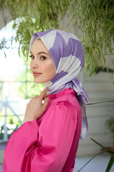İpekhan Μαλακό κασκόλ Lilac White Summer Sparkle Collection - 1186-12