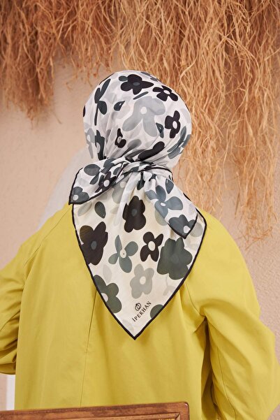 İpekhan Іпекхан Серія квітів Білий Чорний Бавовняний Віскозний Шарф 1122-13