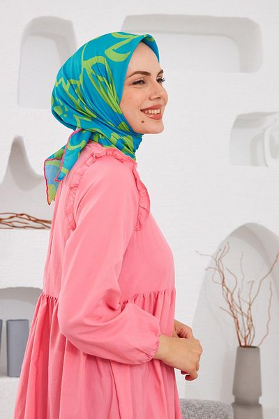 İpekhan Relax Geometric Line Μαλακό Κασκόλ Κυανό 1145-05